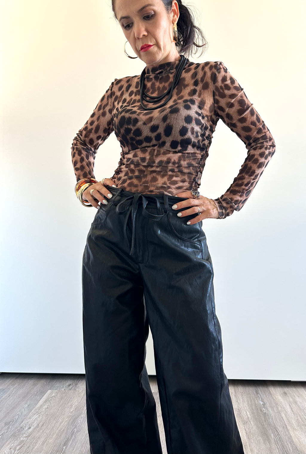 Loen  Barrel Leather Pants